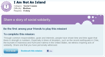 Akoha screenshot -- mission -- not an island