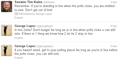 George Lopez encouraging voters to stay in line 